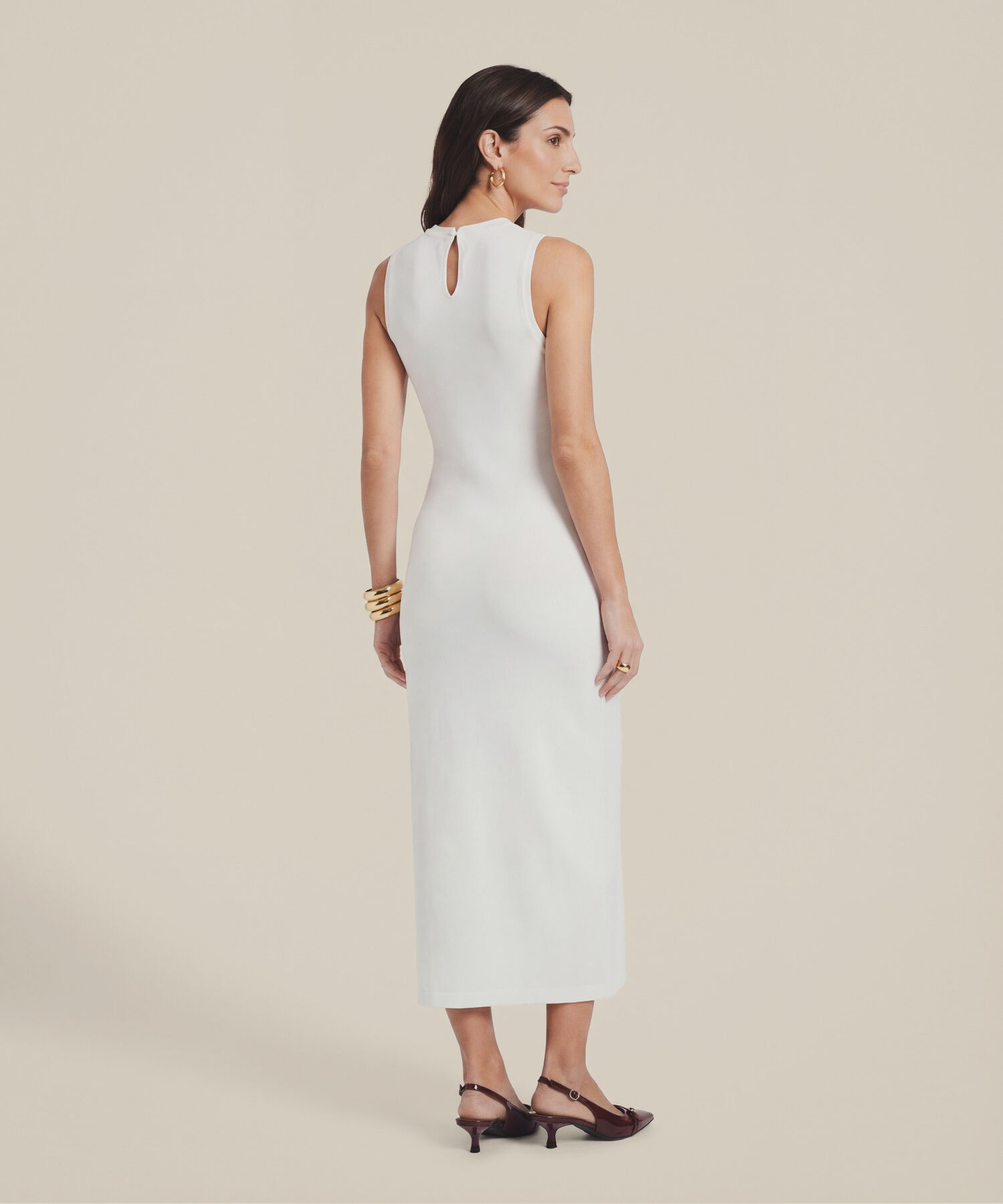 Vestido Midi Ajustado en Rib para Mujer