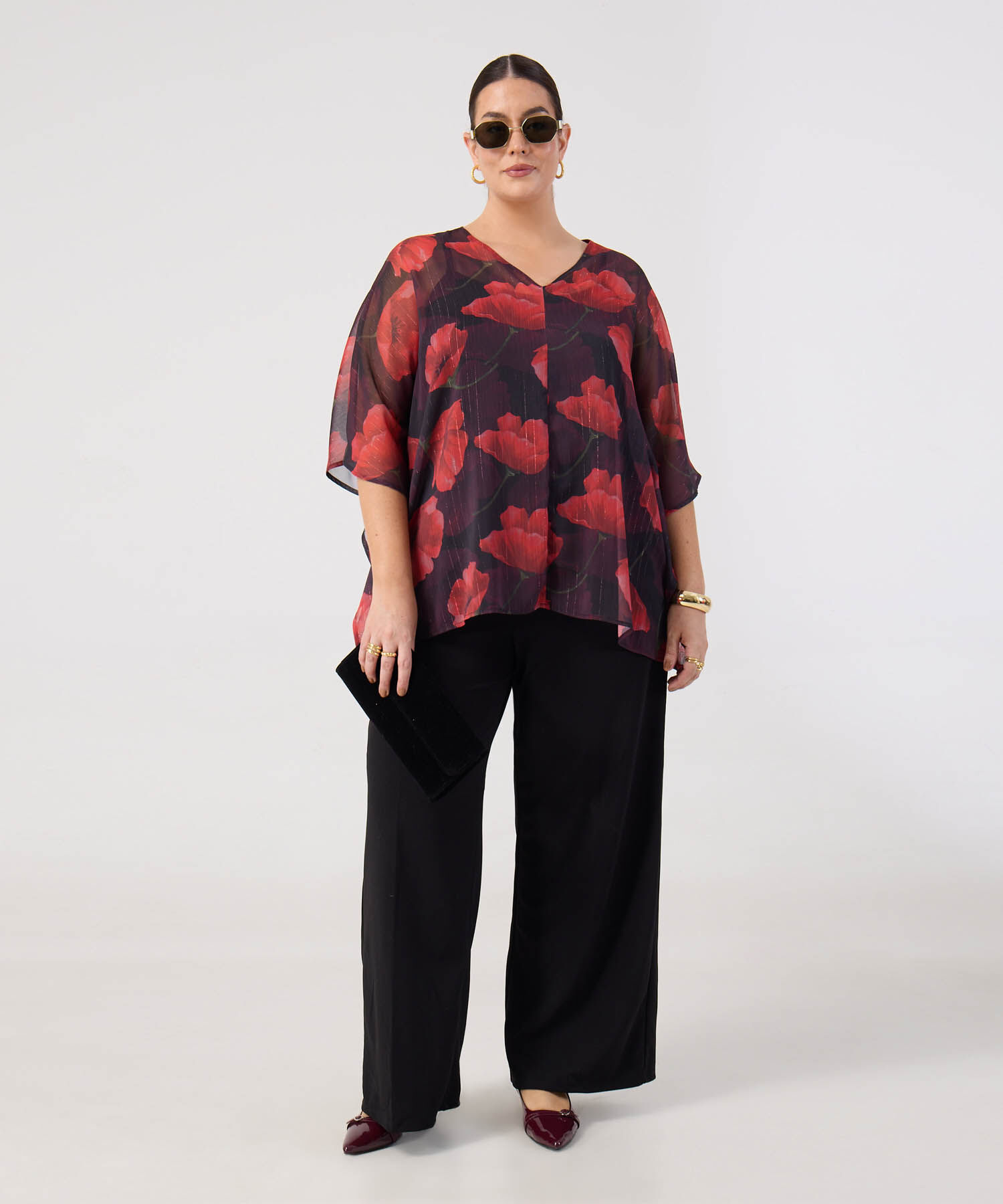 Blusa Con Top Interno Estampada para Mujer Curvy