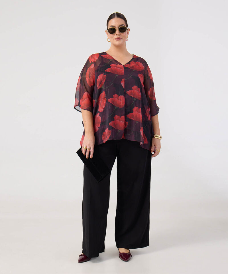 Blusa Con Top Interno Estampada para Mujer Curvy