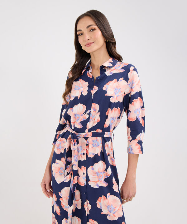 Vestido Largo Manga 3/4 Estampado image number null