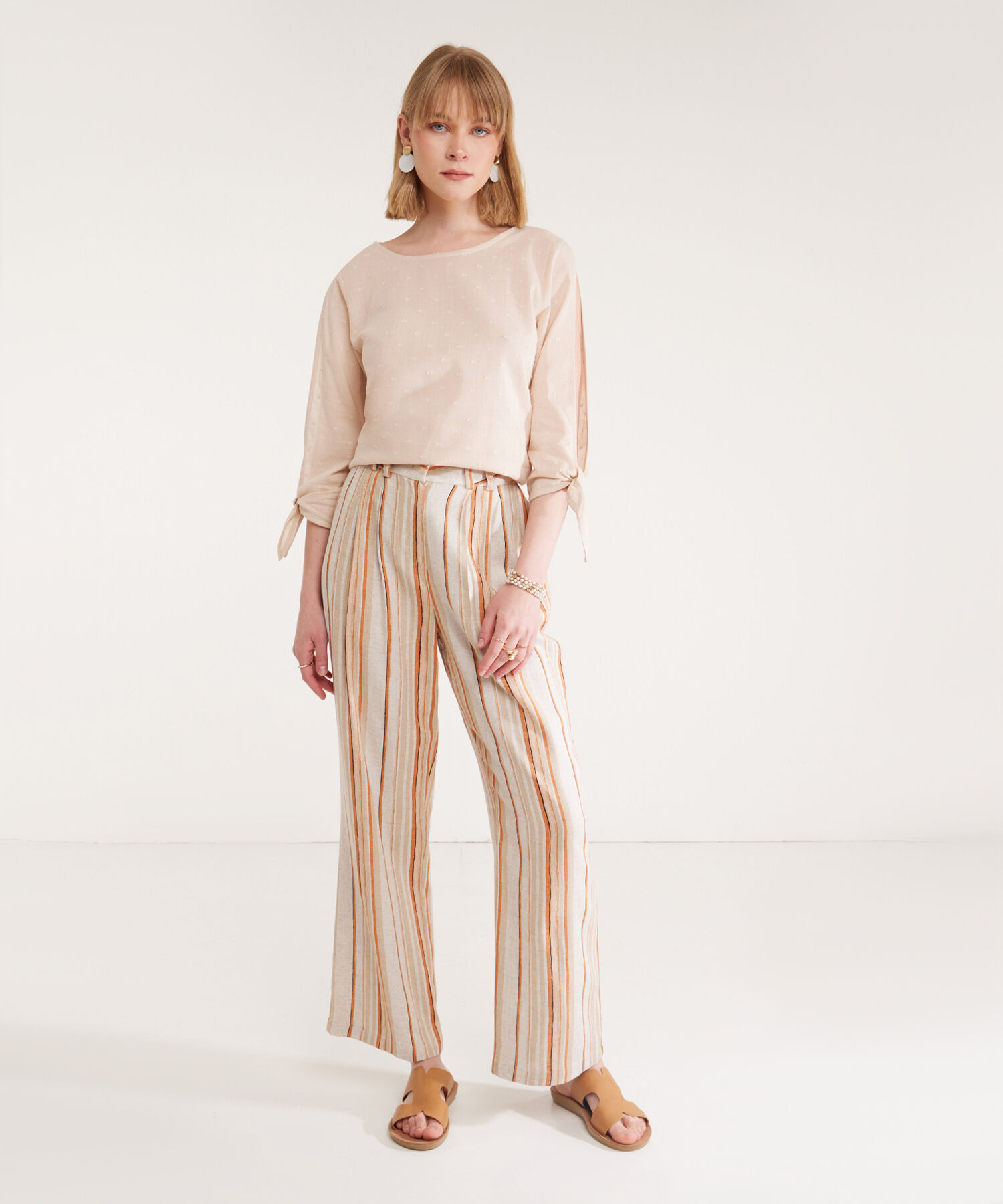 Pantalon Palazzo En Lino