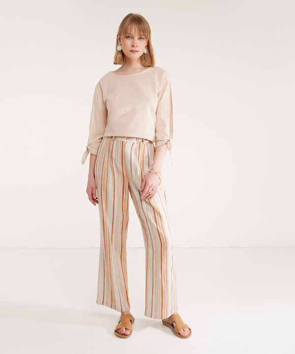 Pantalon Palazzo En Lino