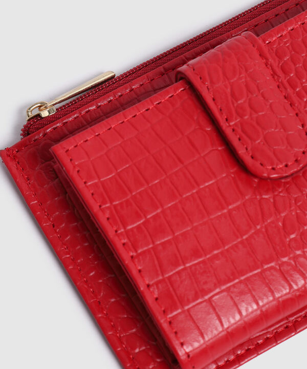 Billetera Compacta Textura Reptil Para Mujer image number null