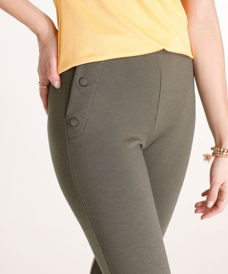 Leggings Solido Con Botones En Frente