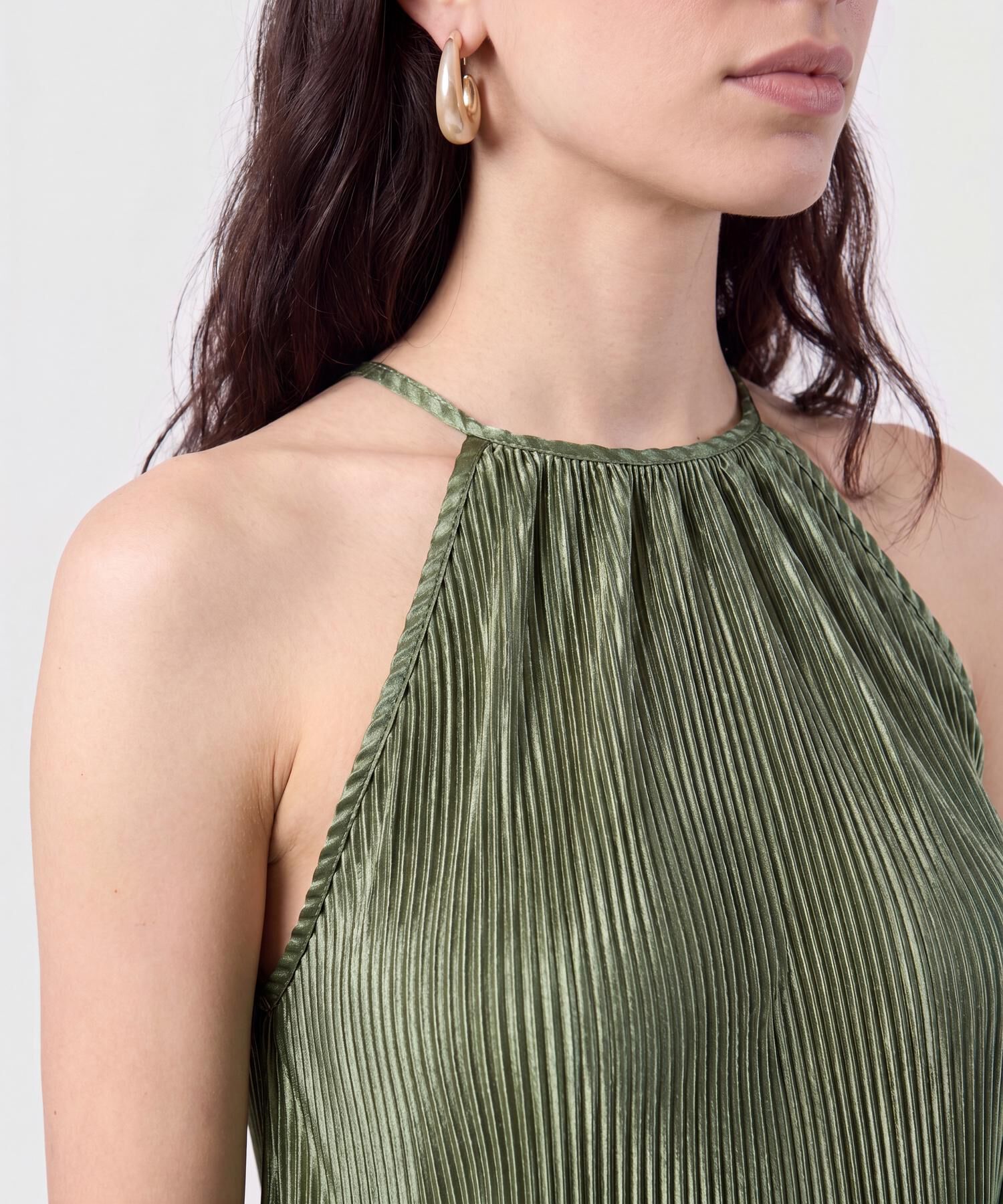 Blusa Plisada Cuello Halter Para Mujer