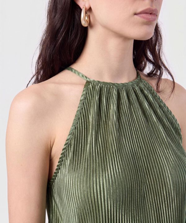 Blusa Plisada Cuello Halter Para Mujer