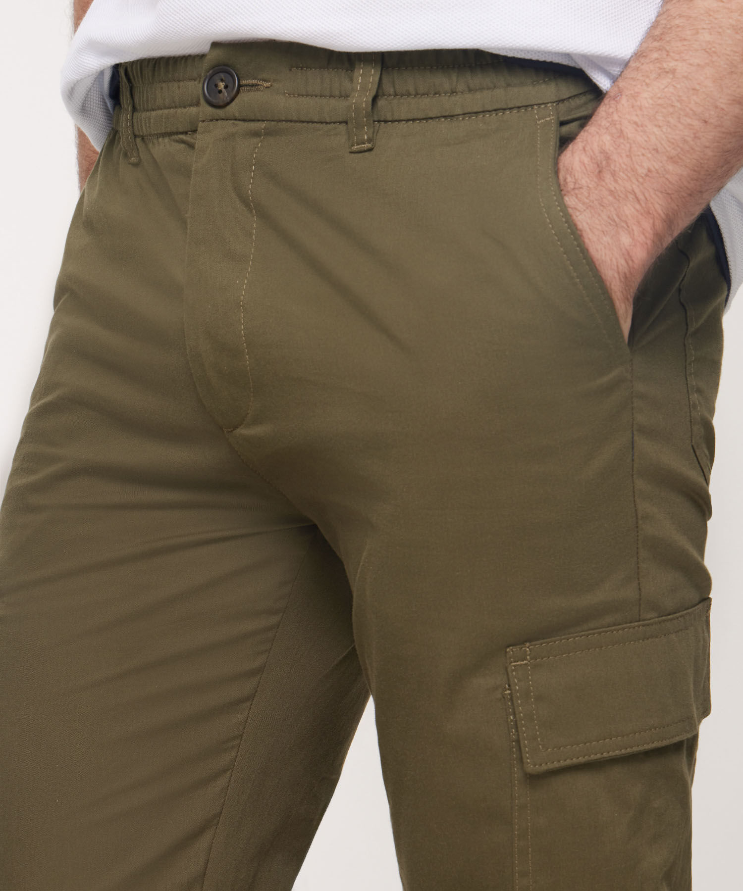 Pantalón Jogger Tipo Cargo Unicolor, Safari Soft Línea Moda