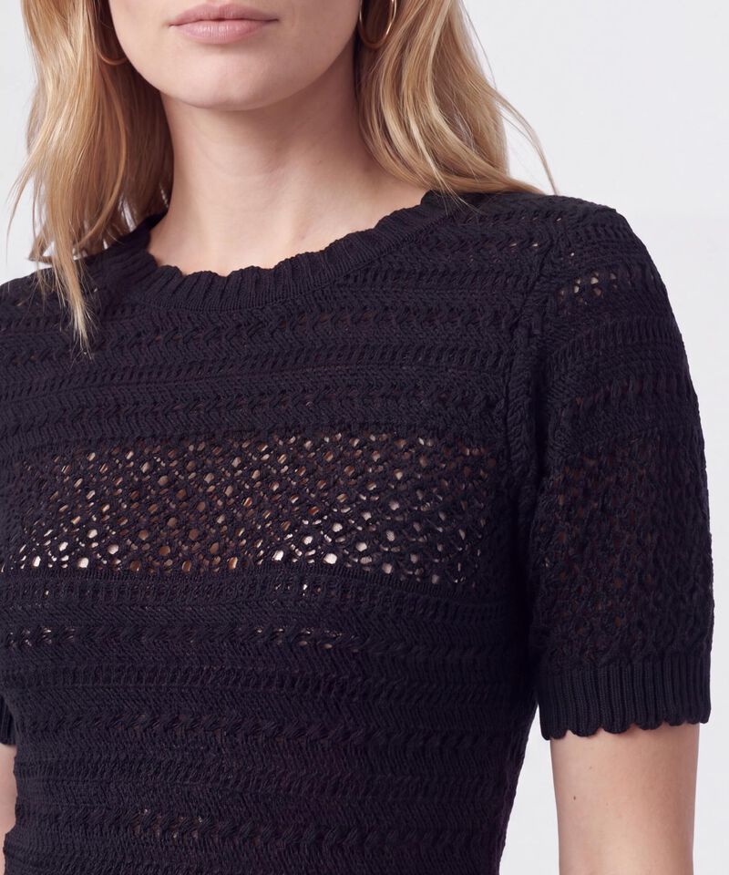 Camiseta De Punto Calado Para Mujer