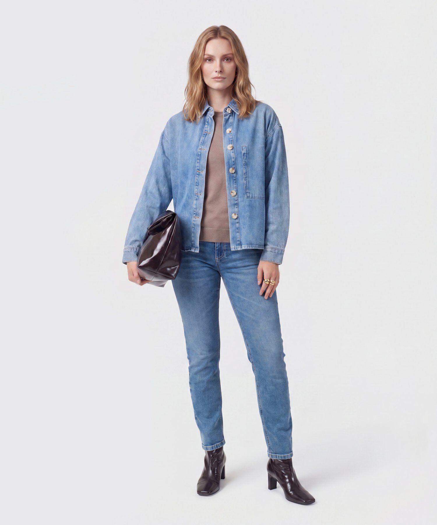Jean Skinny De Tiro Medio Para Mujer