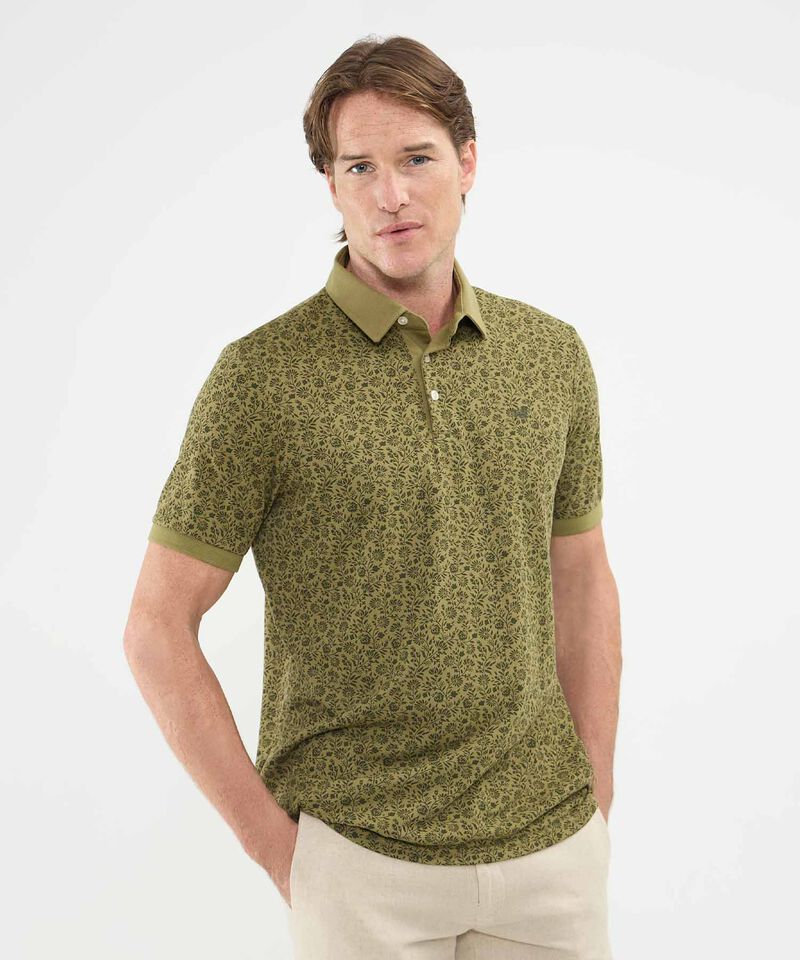 Polo Estampada Cuello Máquina Sin Bolsillo