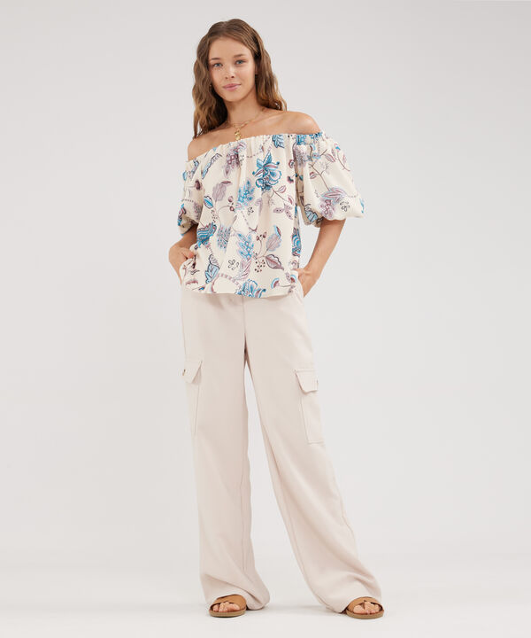 Blusa Encauchada Estampada Manga Al Codo image number null