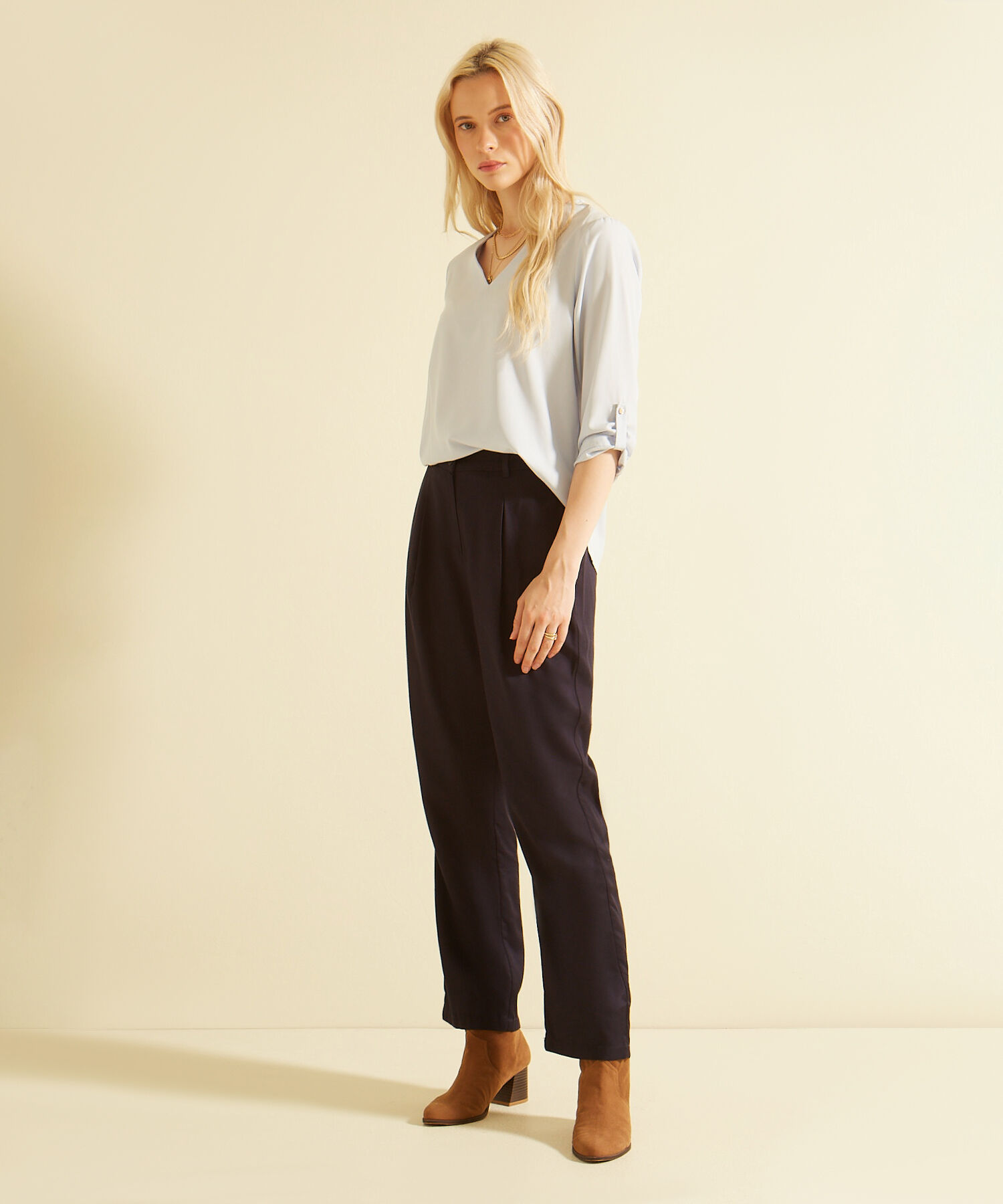 Blusa Manga 3/4 Con Charretera Unicolor