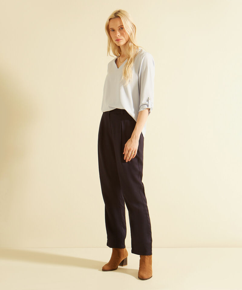 Blusa Manga 3/4 Con Charretera Unicolor