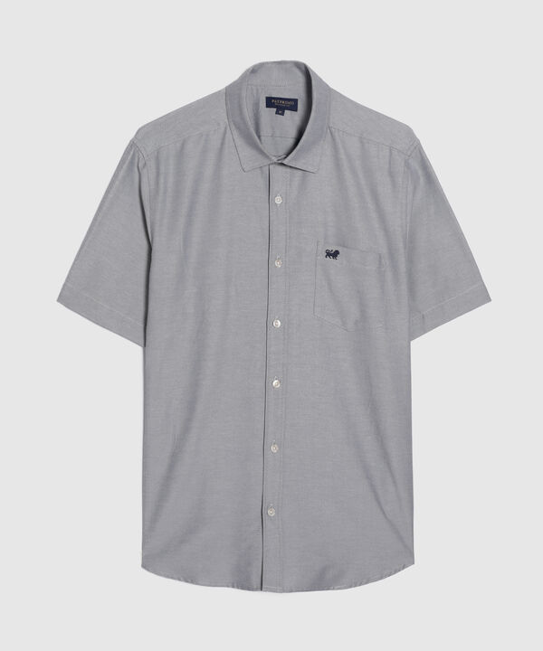 Camisa Unicolor Manga Corta Con Bolsillo, Silueta Regular Fit
