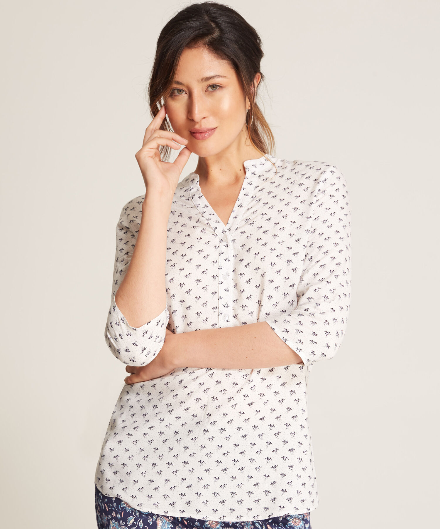 Blusa Manga &frac34; Estampada