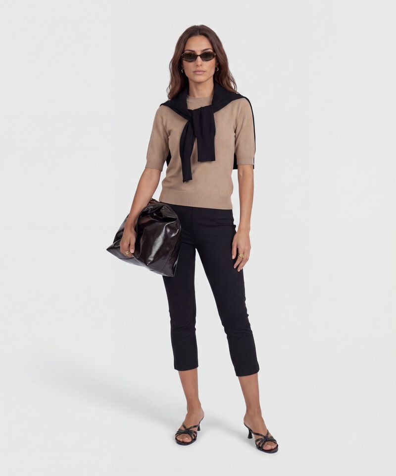 Camiseta Unicolor Manga Corta para Mujer