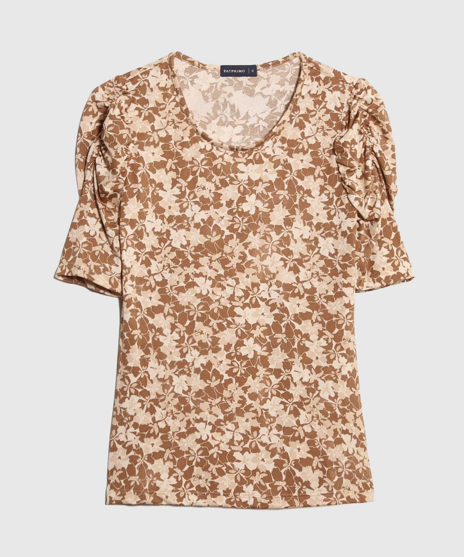 Camiseta Manga Corta Con Ruche Estampada