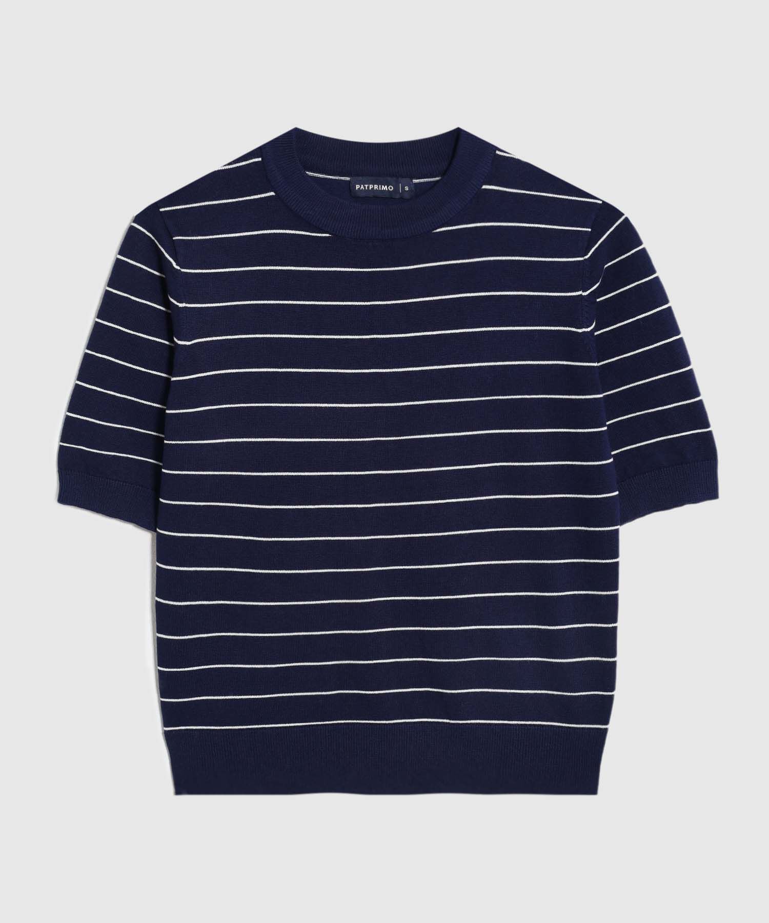 Camiseta A Rayas Manga Corta para Mujer