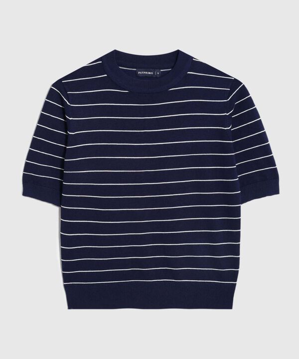 Camiseta A Rayas Manga Corta para Mujer image number null