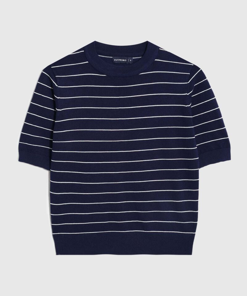 Camiseta A Rayas Manga Corta para Mujer