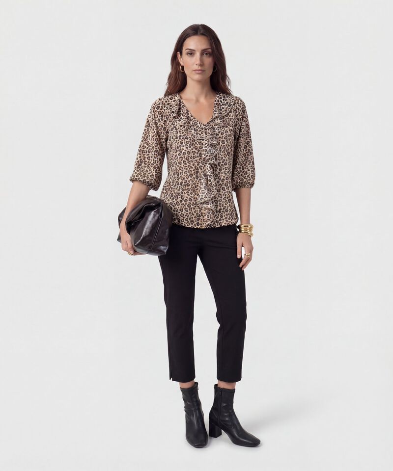 Blusa Con Boleros Frontales Y Manga &frac34;