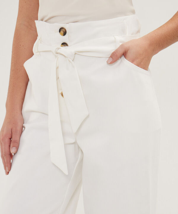 Pantalon Unicolor Paper Con Cinturon