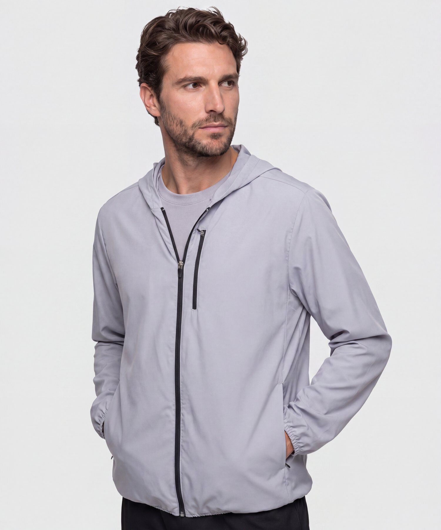 Chaqueta Rompevientos con Capucha Para Hombre