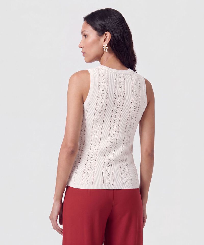 Camiseta Sin Mangas Tejido Calado Mujer