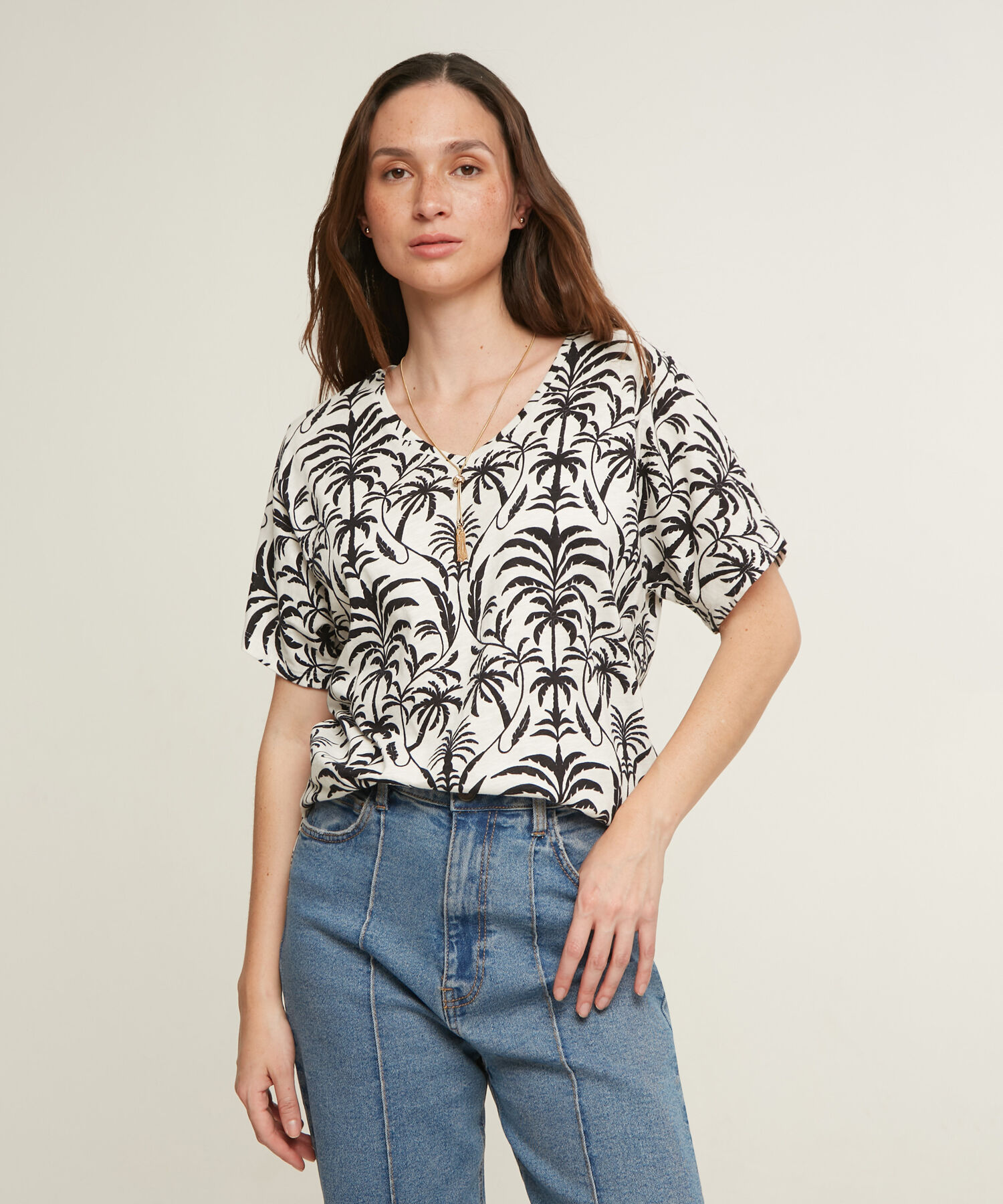 Camiseta Manga Corta Estampada Escote En V