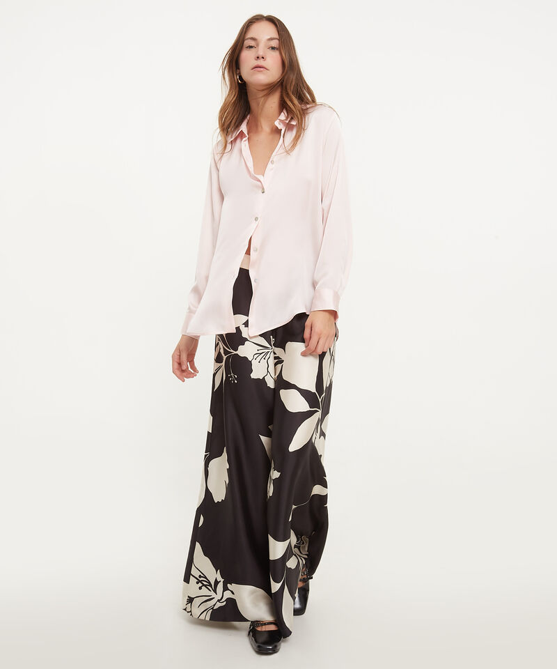 Camisa Unicolor Manga Larga En Satín