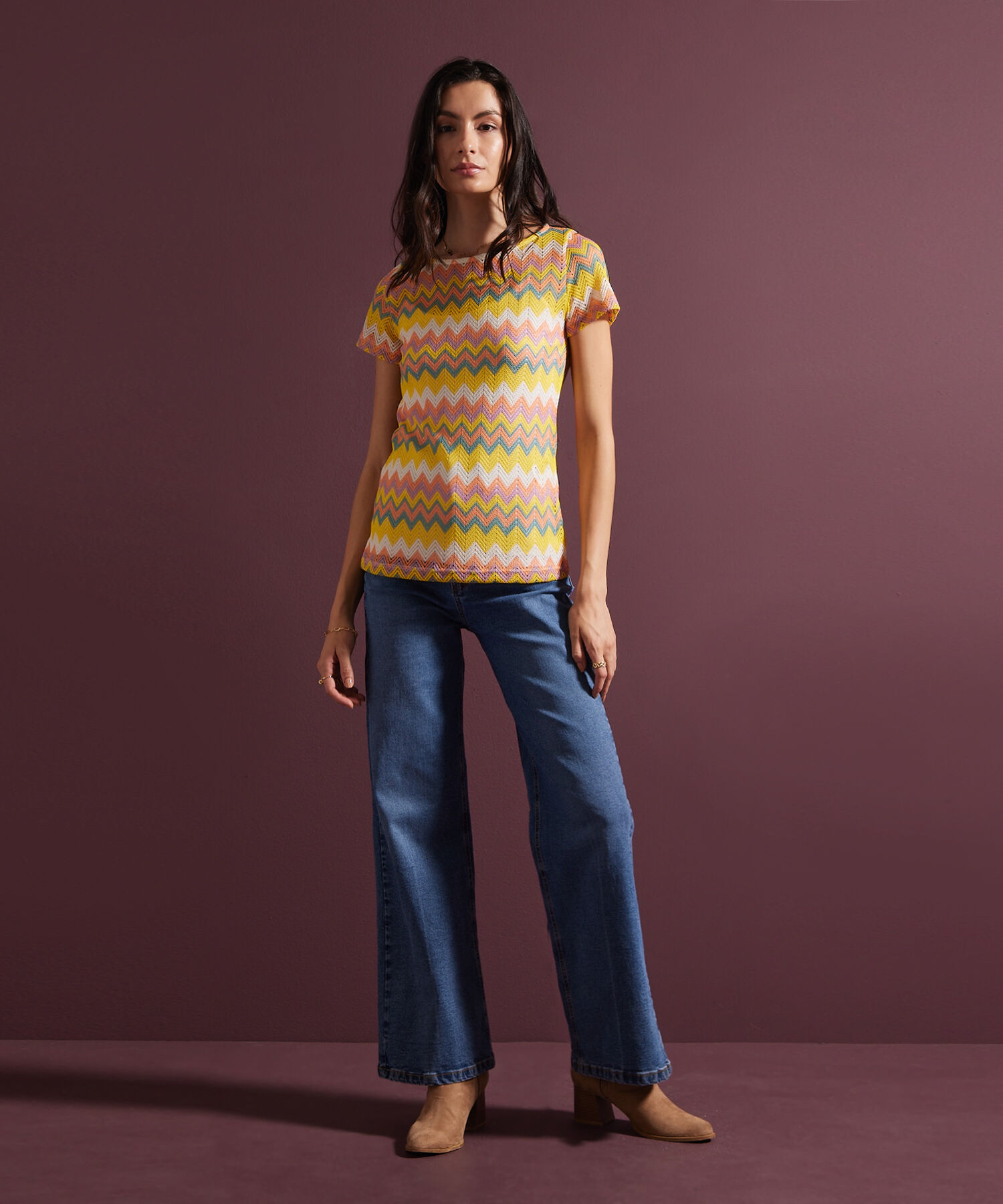 Camiseta De Tejido Texturizado Mujer