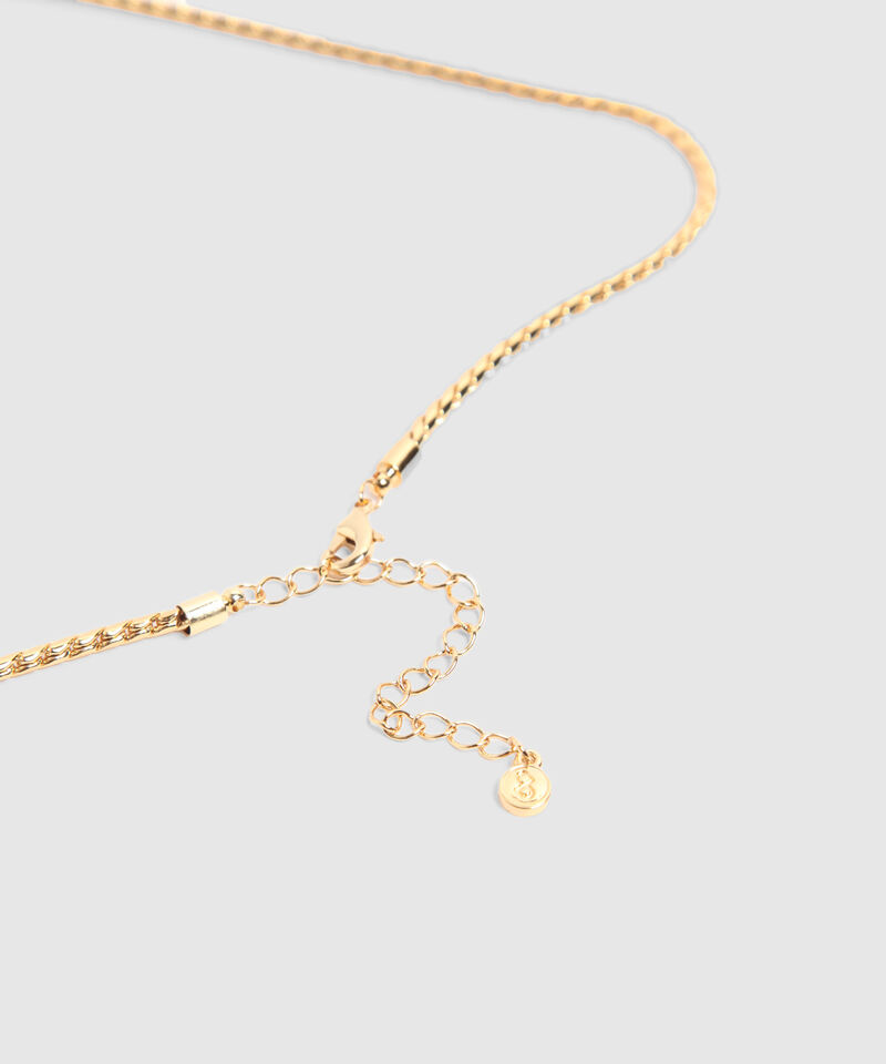 Collar Cadena Trenzada Dije Gema Redonda Mujer