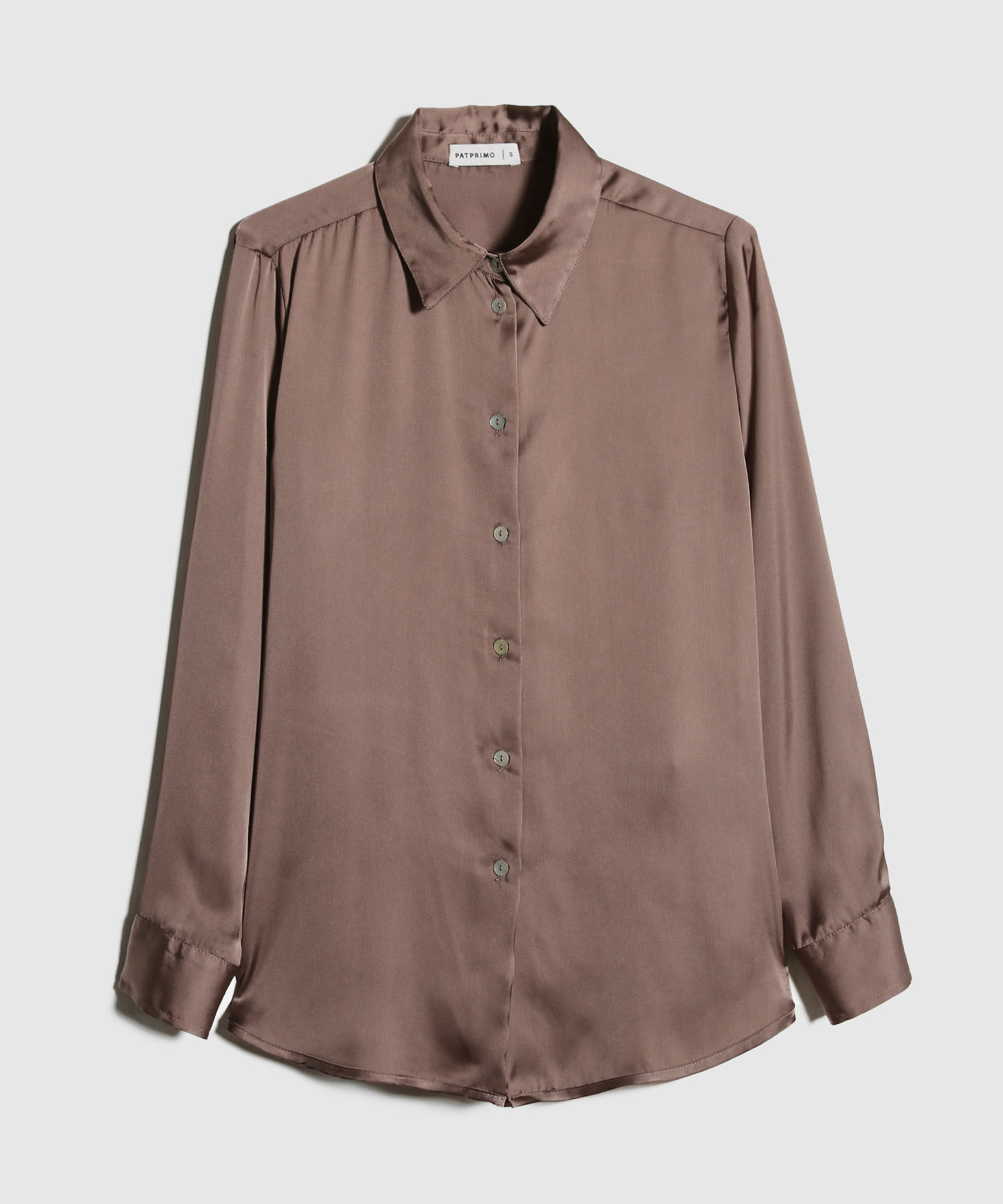 Camisa Unicolor Manga Larga En Satin
