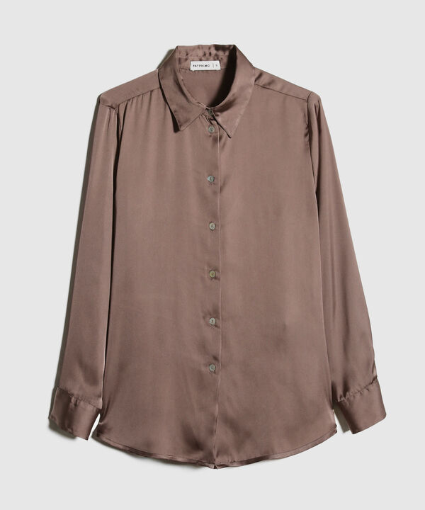 Camisa Unicolor Manga Larga En Satin
