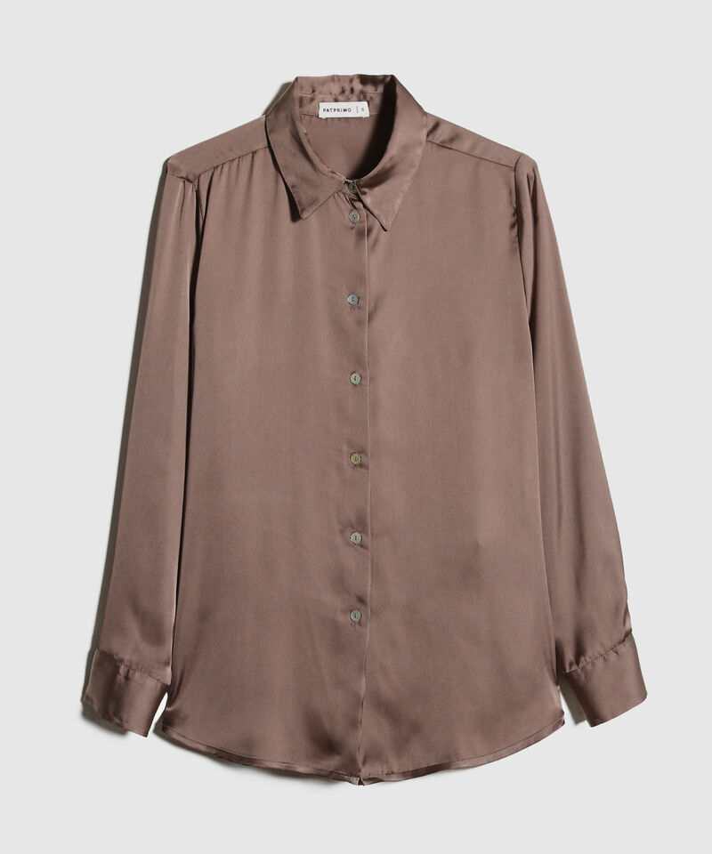 Camisa Unicolor Manga Larga En Satin