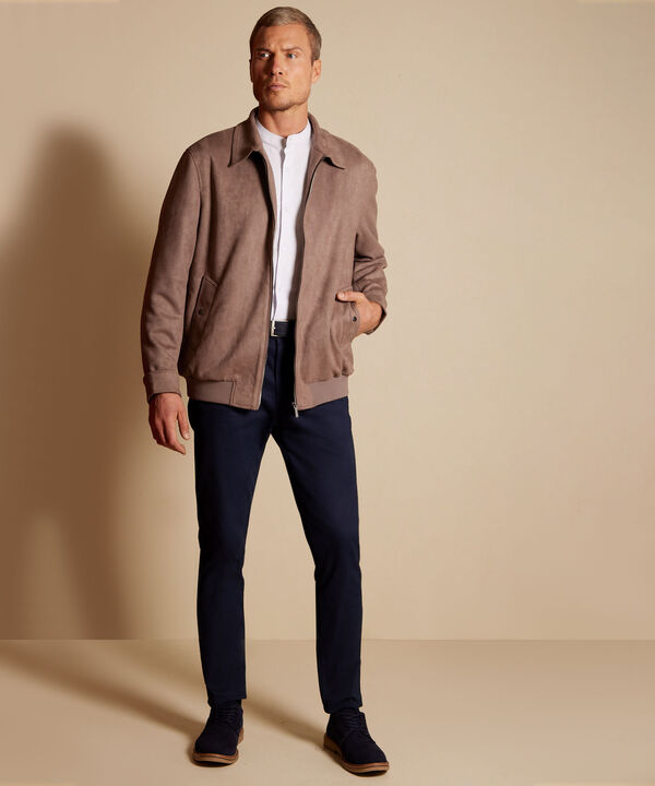 Chaqueta Cuello Camisero En Suede