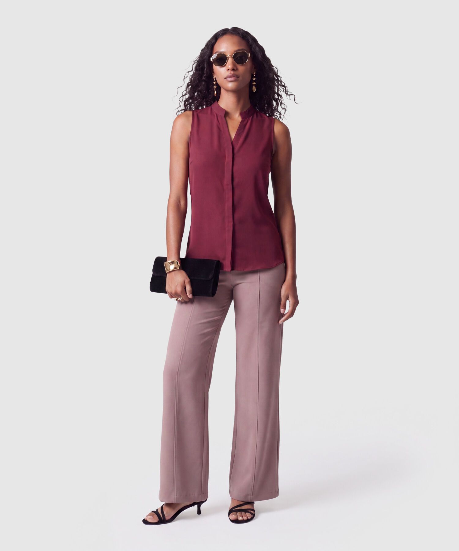 Blusa Cuello Mao Sin Mangas Mujer