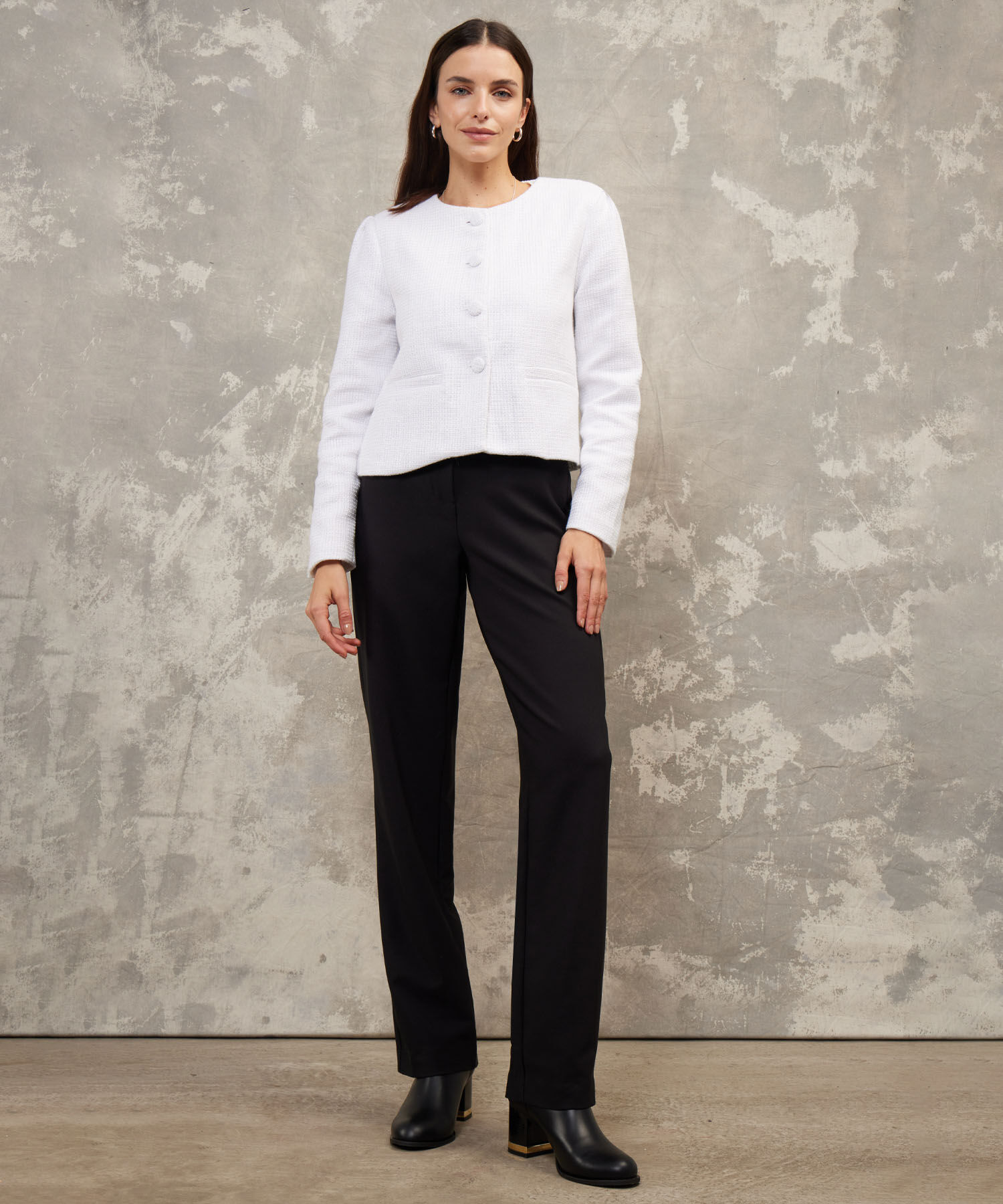 Blazer Unicolor Con Bolsillos De Ribete