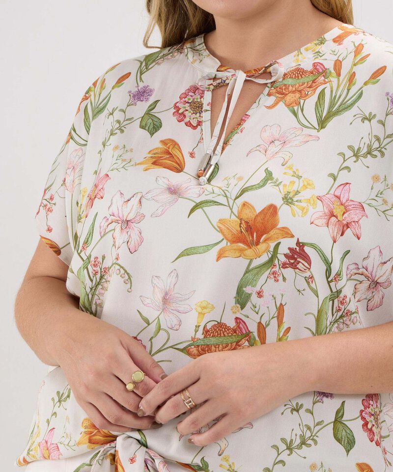 Blusa Estampada Cuello Mao