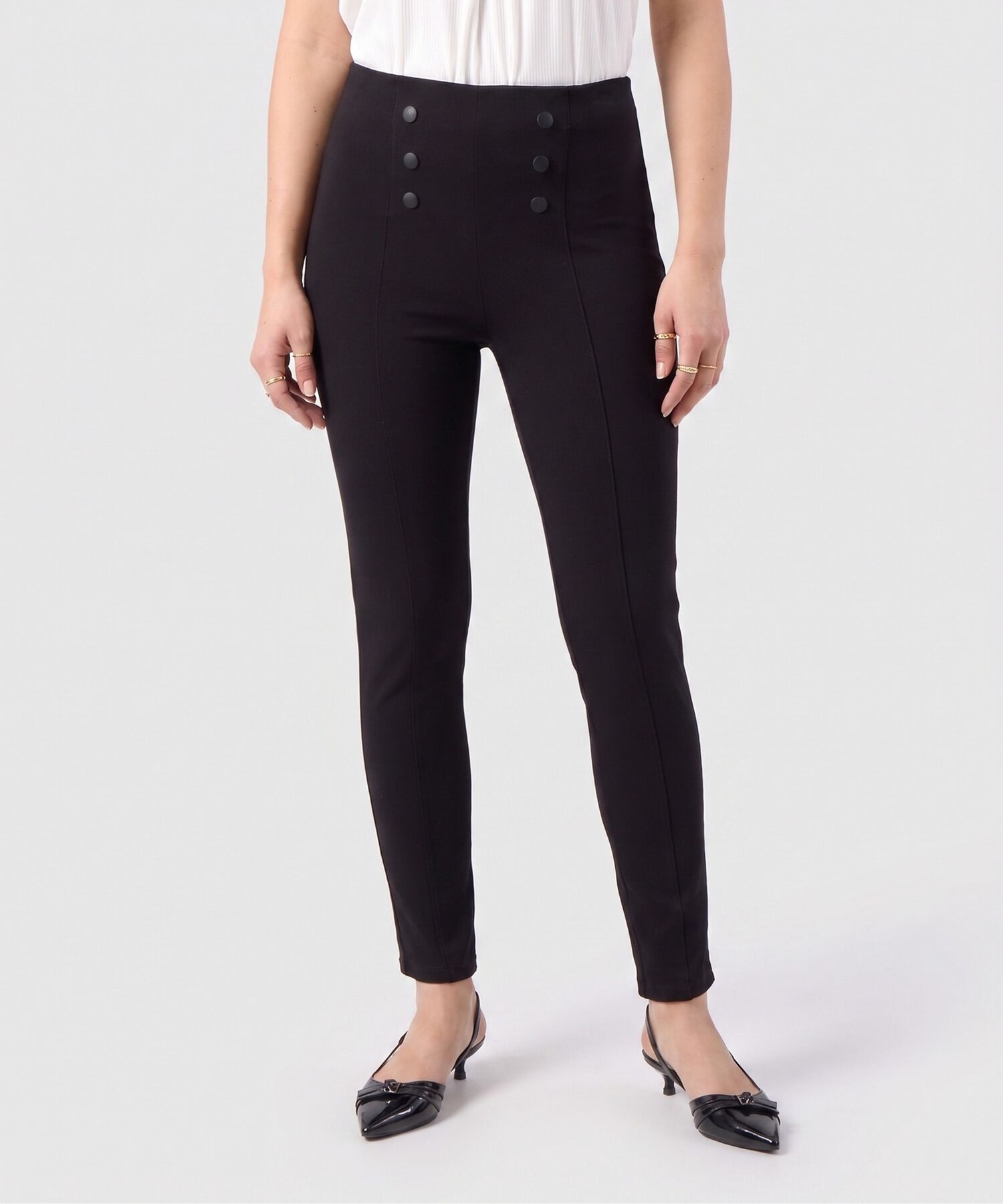 Leggings Tiro Alto Con Botones Mujer