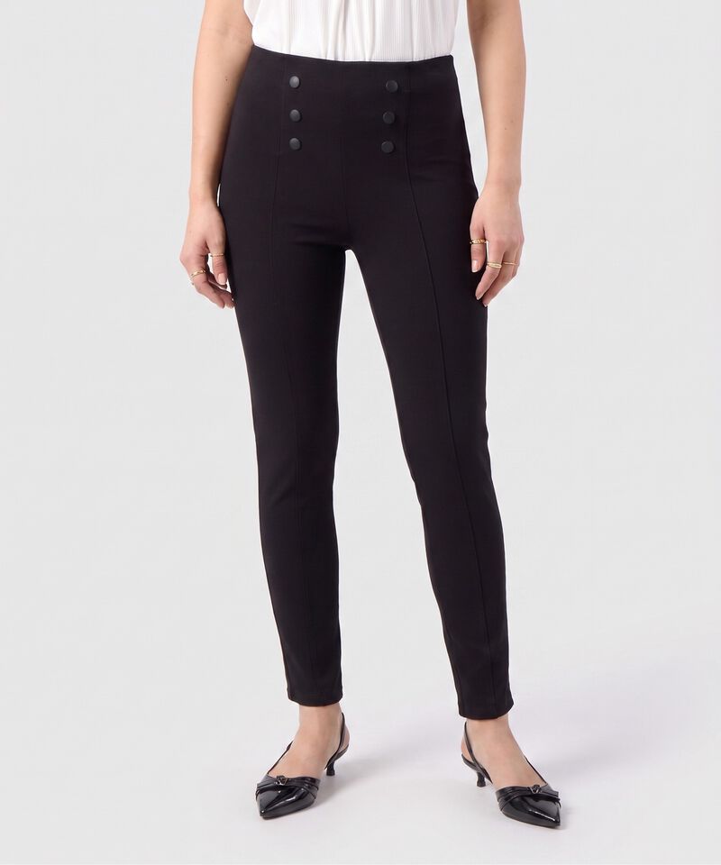 Leggings Tiro Alto Con Botones Mujer