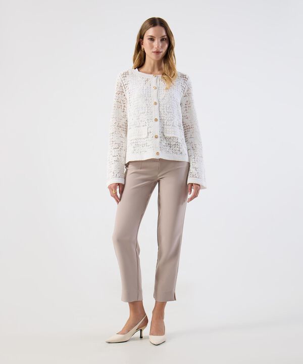 Chaqueta Casual Tejido Calado Elegante Mujer image number null