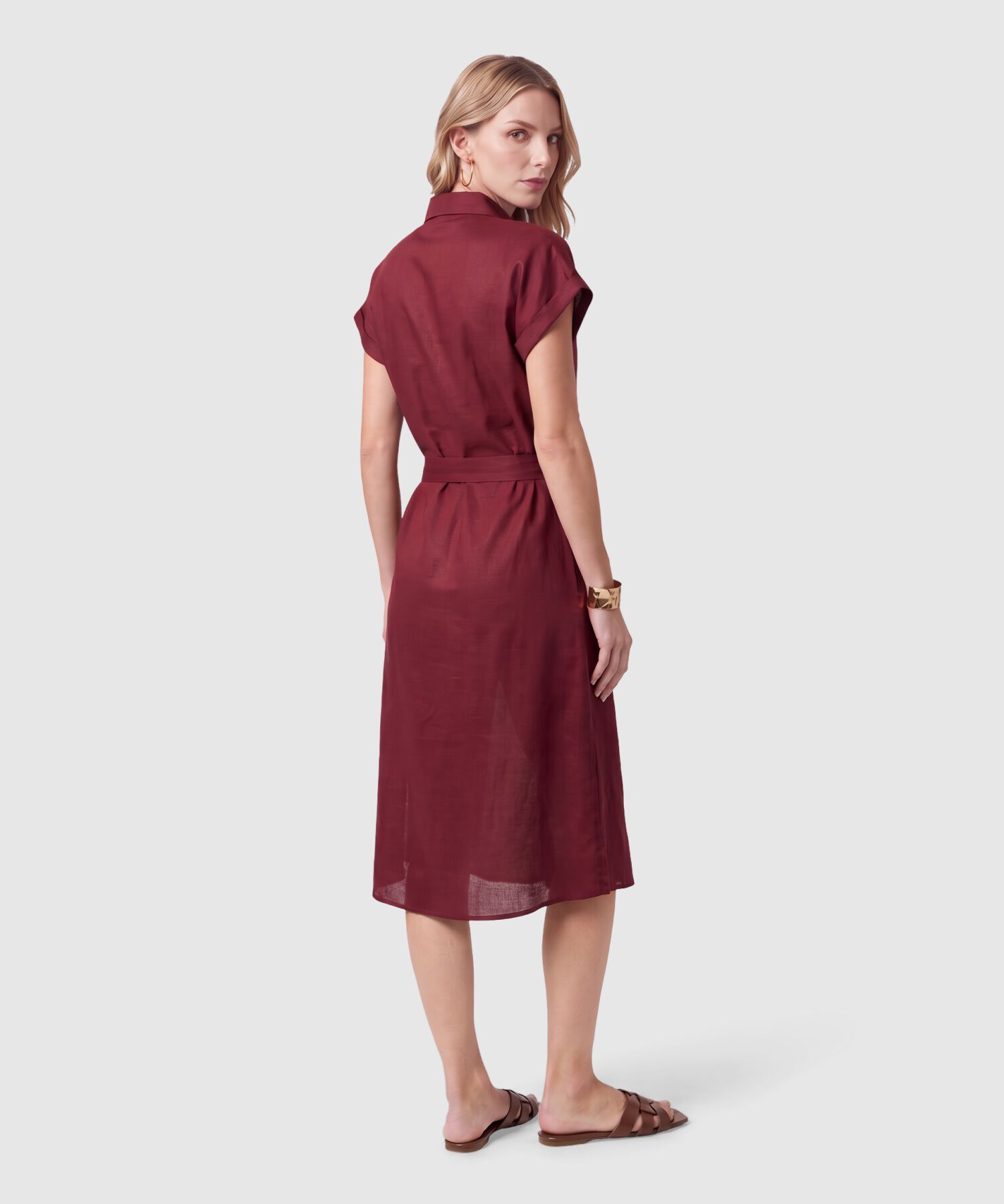 Vestido Camisero Con Cintur&oacute;n Para Mujer