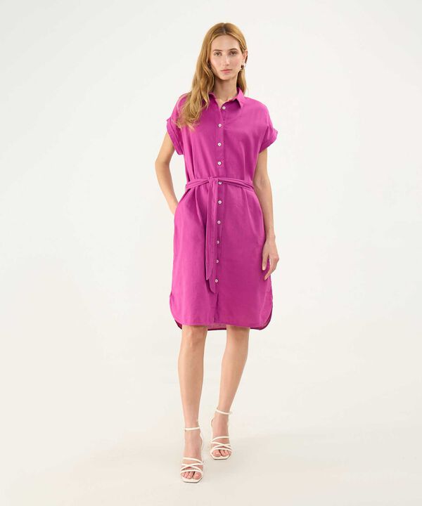 Vestido Camisero en Efecto Lino image number null
