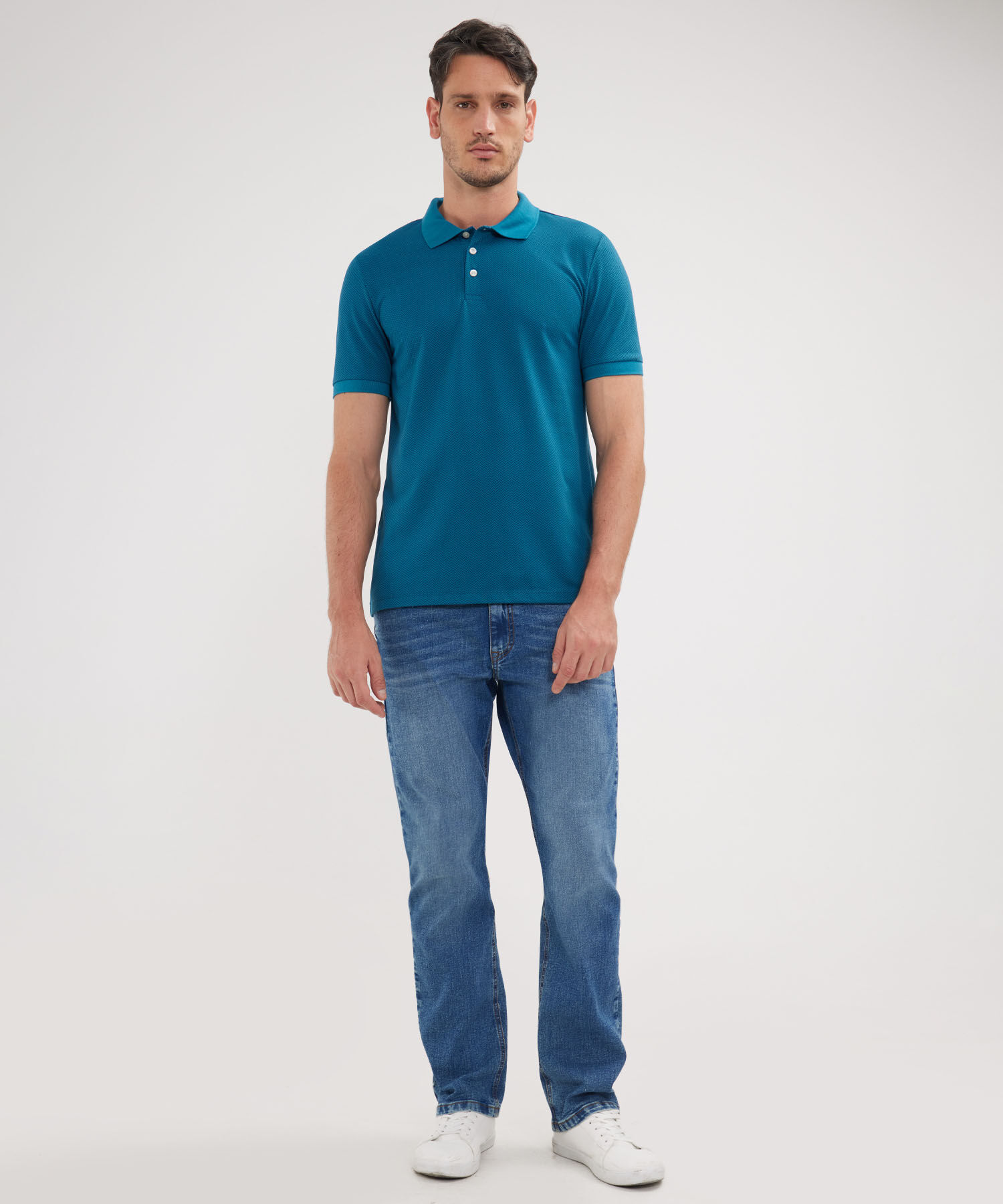 Polo Estampada Cuello Tejido Regular Fit
