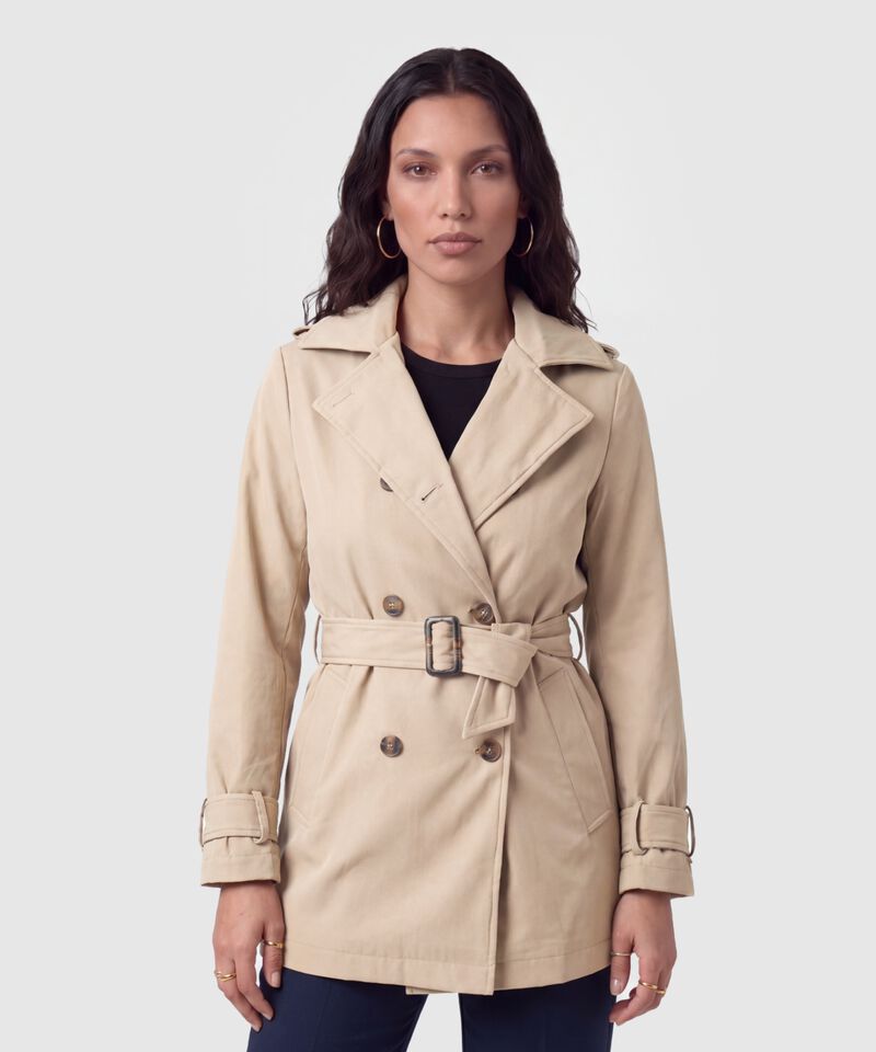 Chaqueta Cruzada Con Cintur&oacute;n Para Mujer