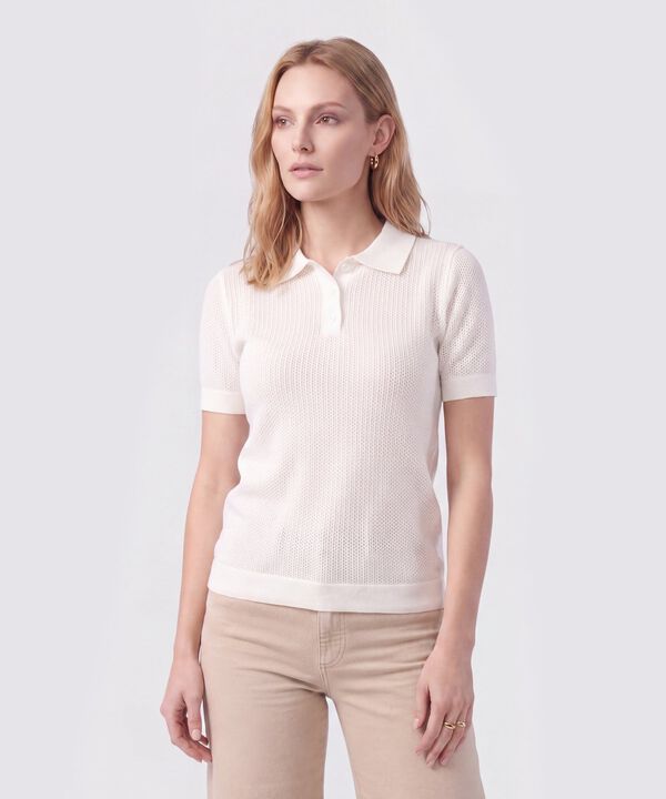 Polo Manga Corta Cuello Tejido Para Mujer