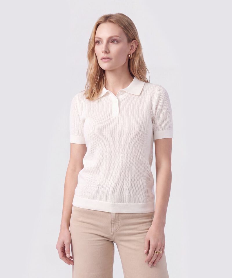 Polo Manga Corta Cuello Tejido Para Mujer