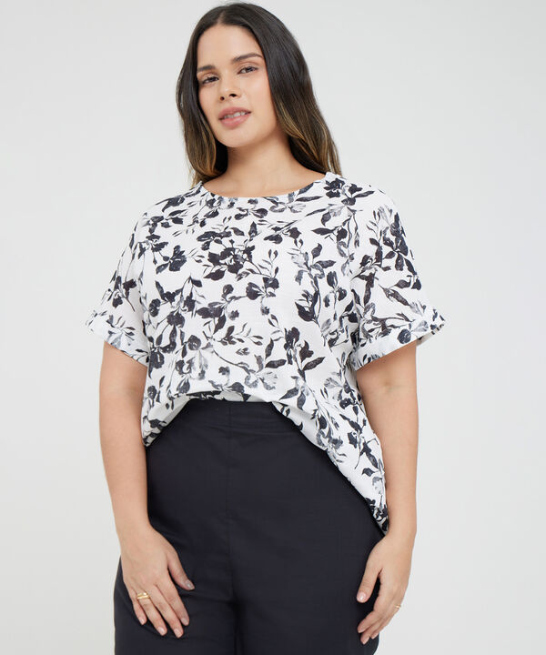 Blusa en Lino Estampada  image number null