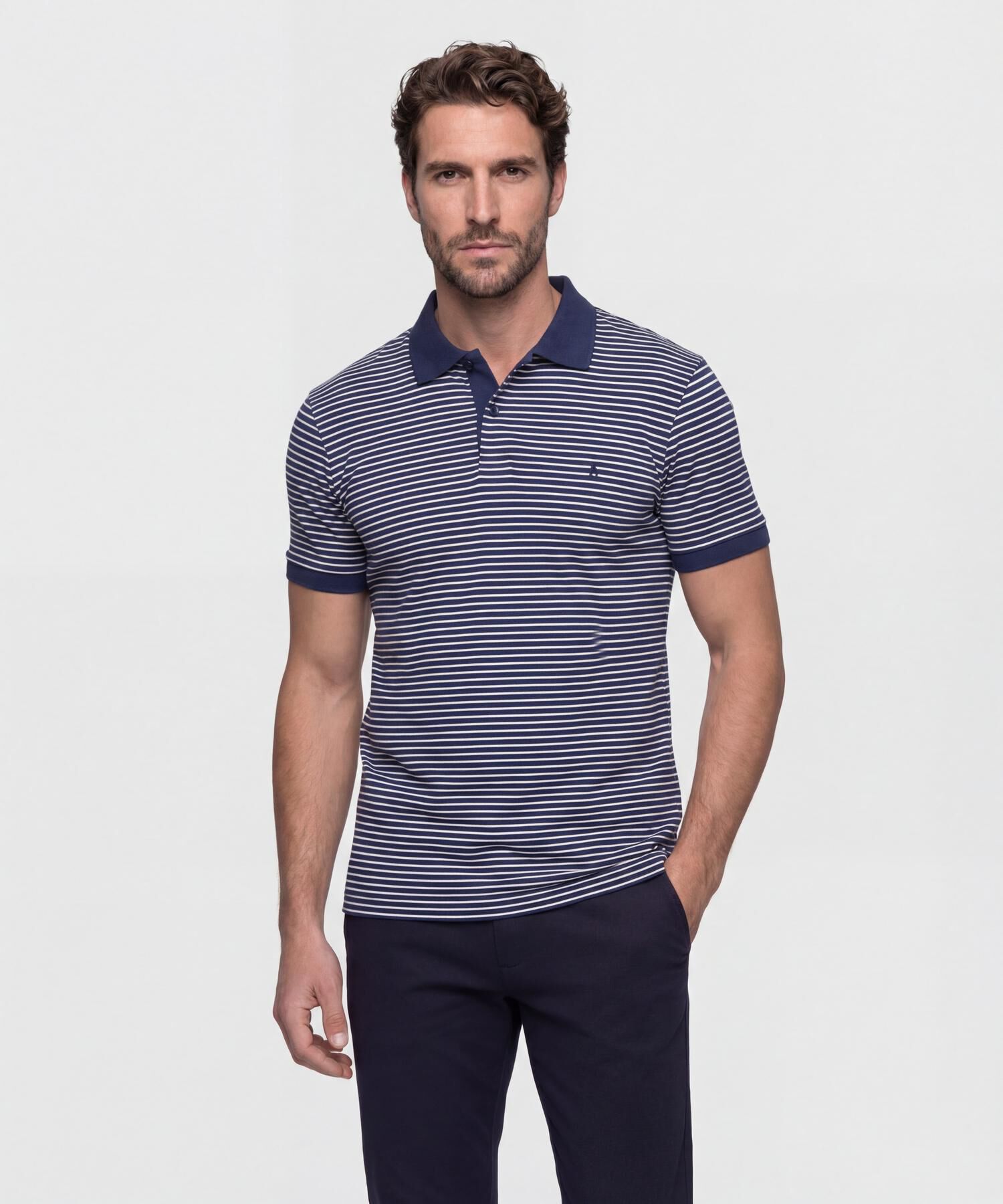 Polo Hombre Manga Corta A Rayas